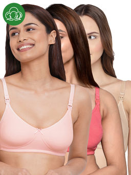 Inner Sense - Women Organic Cotton Antimicrobial Feeding Bra (Pack of 3)