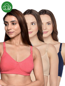 Inner Sense - Women Organic Cotton Antimicrobial Feeding Bra (Pack of 3)