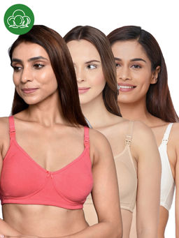 Inner Sense - Women Organic Cotton Antimicrobial Feeding Bra (Pack of 3)