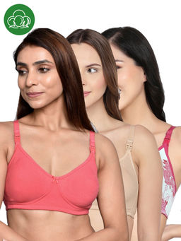 Inner Sense - Women Organic Cotton Antimicrobial Feeding Bra (Pack of 3)