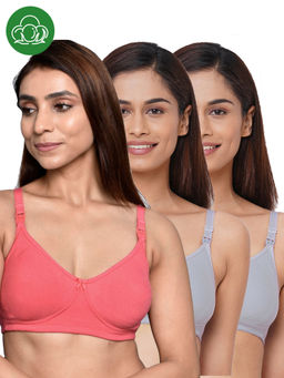 Inner Sense - Women Organic Cotton Antimicrobial Feeding Bra (Pack of 3)
