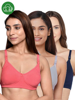 Inner Sense - Women Organic Cotton Antimicrobial Feeding Bra (Pack of 3)