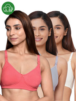 Inner Sense - Women Organic Cotton Antimicrobial Feeding Bra (Pack of 3)