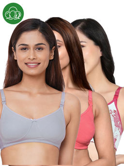 Inner Sense - Women Organic Cotton Antimicrobial Feeding Bra (Pack of 3)