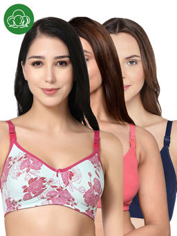 Inner Sense - Women Organic Cotton Antimicrobial Feeding Bra (Pack of 3)