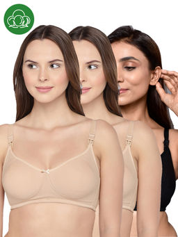 Inner Sense - Women Organic Cotton Antimicrobial Feeding Bra (Pack of 3)
