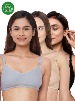 Inner Sense - Women Organic Cotton Antimicrobial Feeding Bra (Pack of 3)