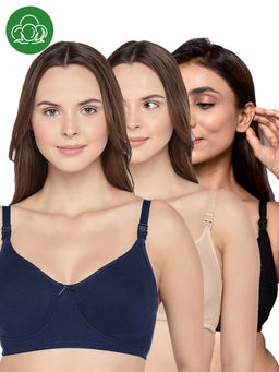 Inner Sense - Women Organic Cotton Antimicrobial Feeding Bra (Pack of 3)