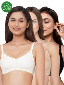 Inner Sense - Women Organic Cotton Antimicrobial Feeding Bra (Pack of 3)