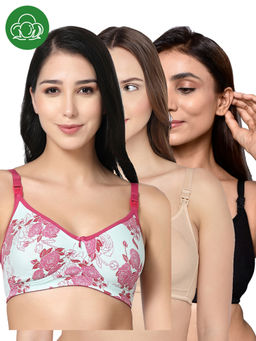Inner Sense - Women Organic Cotton Antimicrobial Feeding Bra (Pack of 3)
