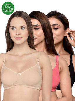 Inner Sense - Women Organic Cotton Antimicrobial Feeding Bra (Pack of 3)