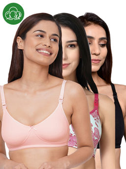 Inner Sense - Women Organic Cotton Antimicrobial Feeding Bra (Pack of 3)