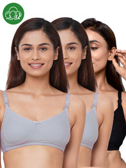 Inner Sense - Women Organic Cotton Antimicrobial Feeding Bra (Pack of 3)