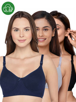 Inner Sense - Women Organic Cotton Antimicrobial Feeding Bra (Pack of 3)