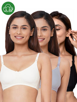 Inner Sense - Women Organic Cotton Antimicrobial Feeding Bra (Pack of 3)