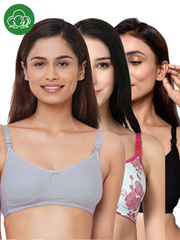 Inner Sense - Women Organic Cotton Antimicrobial Feeding Bra (Pack of 3)