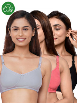 Inner Sense - Women Organic Cotton Antimicrobial Feeding Bra (Pack of 3)