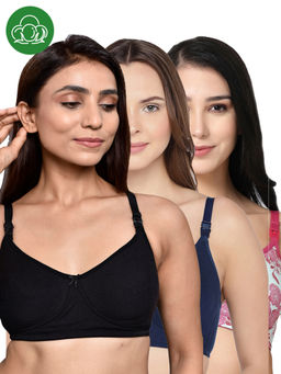 Inner Sense - Women Organic Cotton Antimicrobial Feeding Bra (Pack of 3)