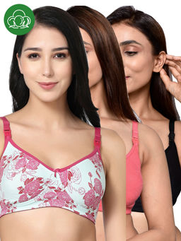 Inner Sense - Women Organic Cotton Antimicrobial Feeding Bra (Pack of 3)