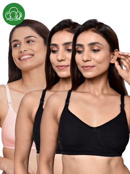 Inner Sense - Women Organic Cotton Antimicrobial Feeding Bra (Pack of 3)