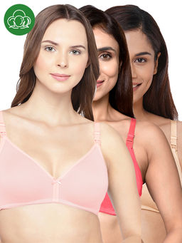 Inner Sense - Women Organic Cotton Antimicrobial Feeding Bra (Pack of 3)