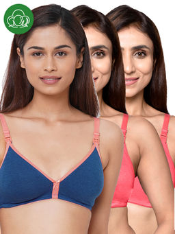Inner Sense - Women Pink Organic Cotton Antimicrobial Feeding Bra (Pack of 3)