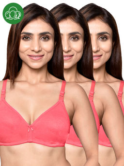 Inner Sense - Women Pink Organic Cotton Antimicrobial Feeding Bra (Pack of 3)