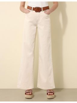 U.S. POLO ASSN. - Beige High Rise Wide Leg Fit Jeans