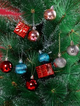 Tayhaa - Set Of 10 Metallic Hanging Christmas Decor