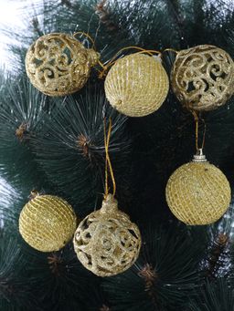 Tayhaa - Golden Glitter Hanging Ball Ornaments