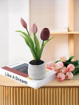 Ekhasa - Realistic Tulip Flower Vase Pot With Artificial Flowers