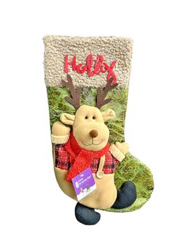 Little Surprise Box - Holly Lettering Reindeer Christmas Stocking For Gifts-Christmas Decor