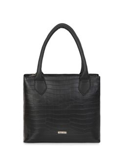 Fastrack - Jet Black Croc-Textured Tote Bag for Women