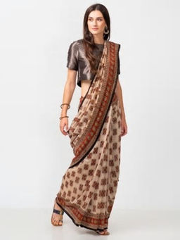 Fabindia - Cotton Silk Printed Bagru Choukor Meena Sari