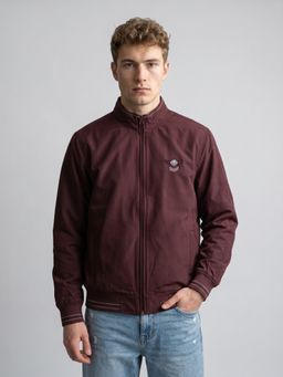 Monte Carlo - Mens Wine Regular Fit Full Sleeve Solid Bomber Jacket