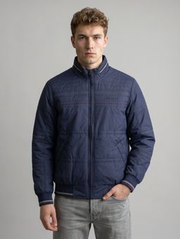 Monte Carlo - Mens Navy Blue Regular Fit Full Sleeve Solid Bomber Jacket
