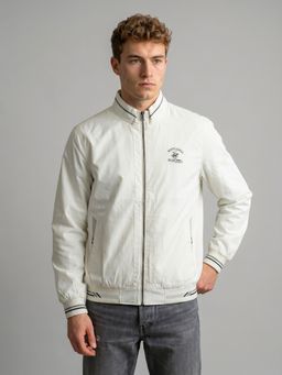 Monte Carlo - Mens White Regular Fit Full Sleeve Solid Bomber Jacket