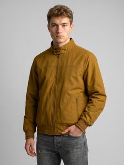 Monte Carlo - Mens Mustard Regular Fit Full Sleeve Solid Bomber Jacket