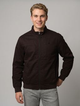 Monte Carlo - Mens Burgundy Regular Fit Full Sleeve Solid Bomber Jacket