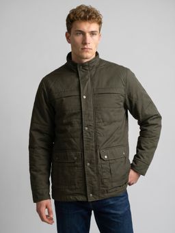 Monte Carlo - Mens Olive Regular Fit Full Sleeve Solid Winter Padded Jacket