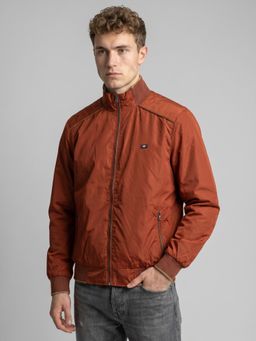 Monte Carlo - Mens Rust Regular Fit Full Sleeve Solid Bomber Jacket