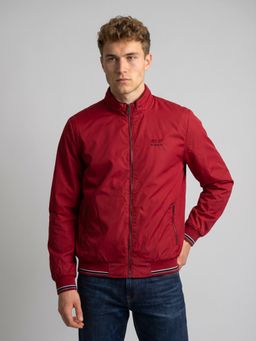 Monte Carlo - Mens Red Regular Fit Full Sleeve Solid Bomber Jacket