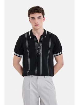 Snitch - Black Stripes Half Sleeves Regular Polo T-Shirt