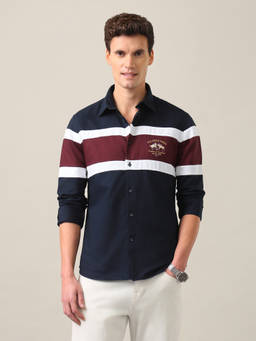 U.S. POLO ASSN. - Men Colourblocked Tailored Oxford Shirt