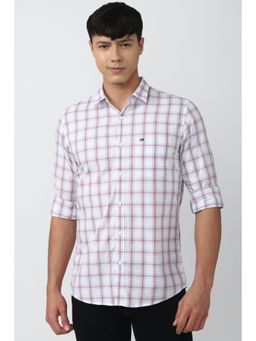 Peter England - Men White Slim Fit Check Full Sleeves Casual Shirt