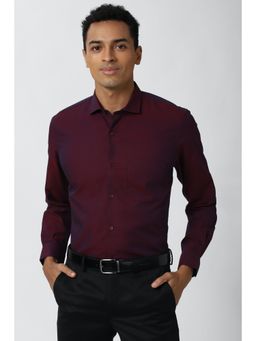 Peter England - Men Maroon Slim Fit Full Sleeves Formal Shirt