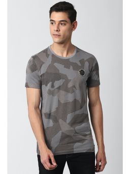 Peter England - Men Grey Print Round Neck T-Shirt