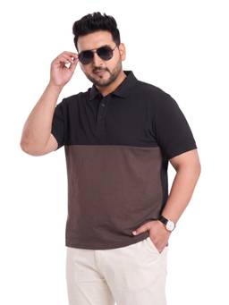 Toodlegram - Men Plus Size Colorblock Polo T-Shirt
