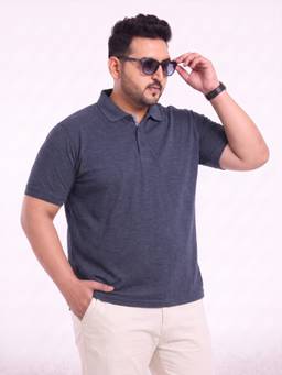 Toodlegram - Men Navy Blue Plus Size Polo T-Shirt