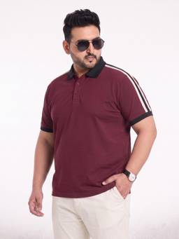 Toodlegram - Men Maroon Plus Size Polo T-Shirt